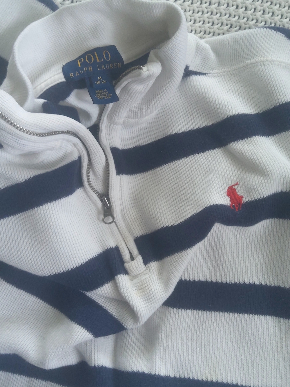 Polo Ralph Lauren Kids Striped Half-Zip Cotton Sweatshirt Size Medium